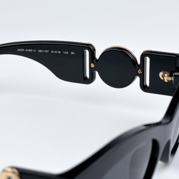 Versace VE4480U GB1/87 BRAND NEW Sunglasses Black Gold Dark Grey Oval Unisex main image 6